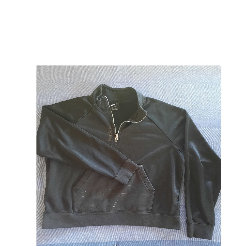 Nike Just Do It Women's Quarter Zip Pullover Sweatshirt Black Tag Fleece Large